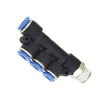 PKD Series 5 Way Thread Plastic Pneumatic Air Hose Connector  Pipe Fitting